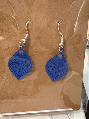 Blue Filigree Teardrop Dangle Earrings - Unbranded